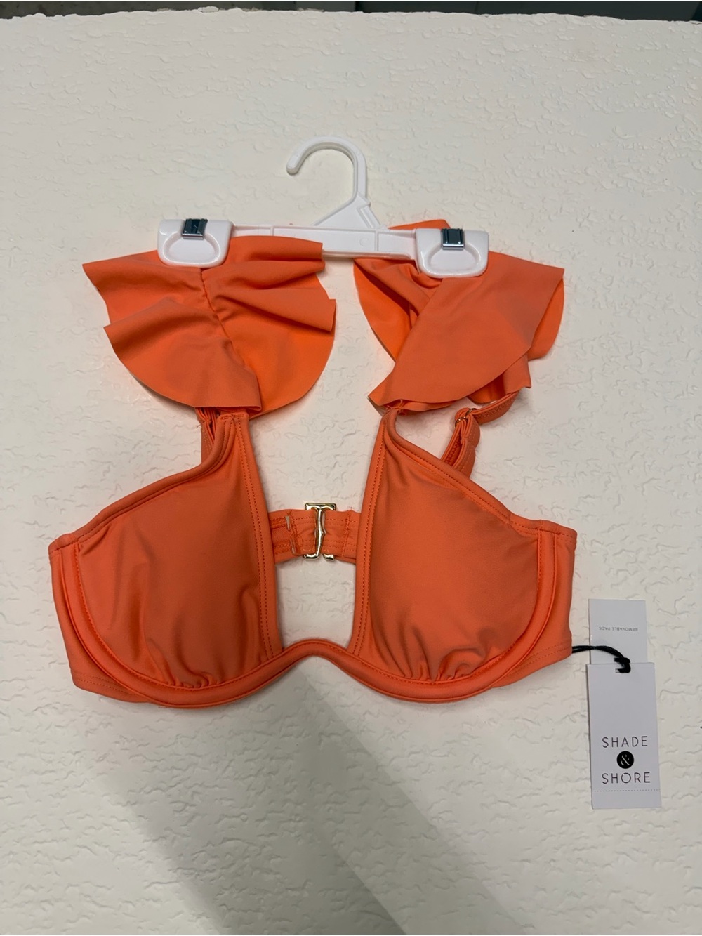 Shade & Shore Bright Orange Ruffle Underwire Bikini Top